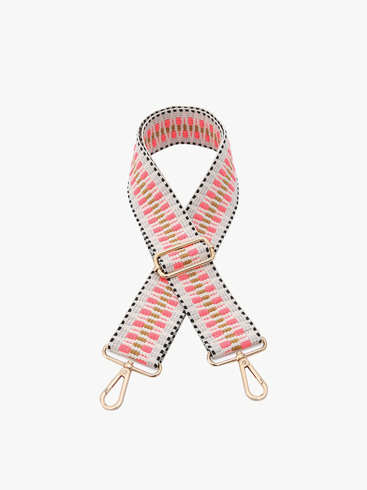 Aztec Guitar/Bag Strap: Fuchsia/Ivory
