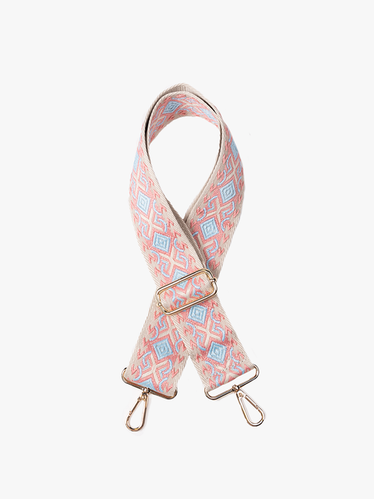 Diamond Pattern Guitar/Bag Strap: Coral & Blue