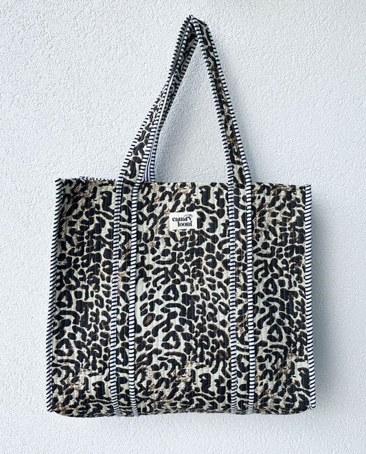 Leopard Print Quilted Beach Bag
