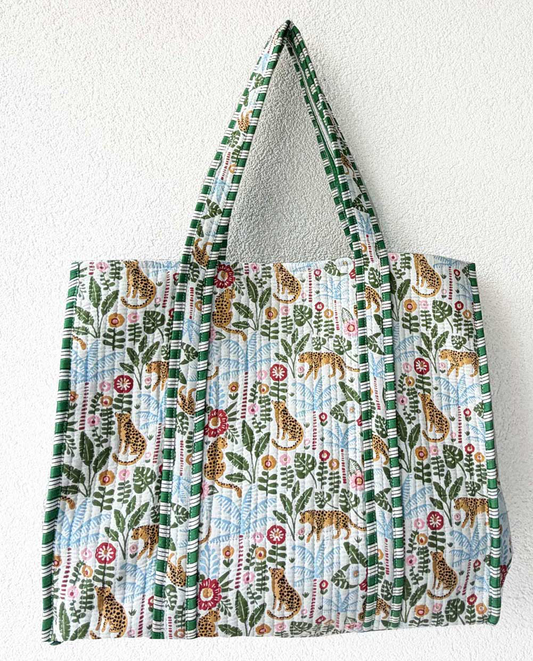 Jungle Print Quilted Shopper Tote