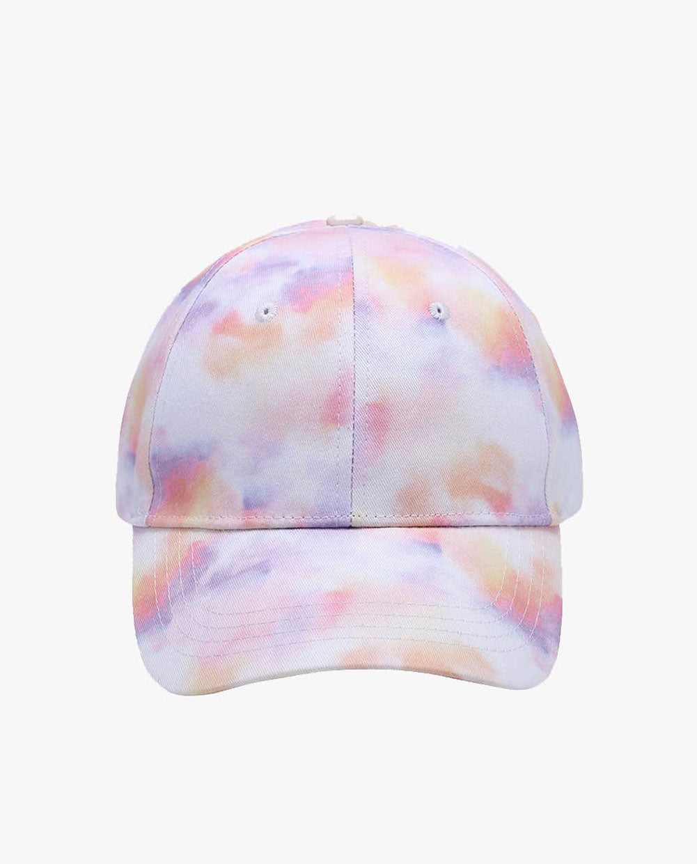 Pastel tie-dye baseball cap on a white background