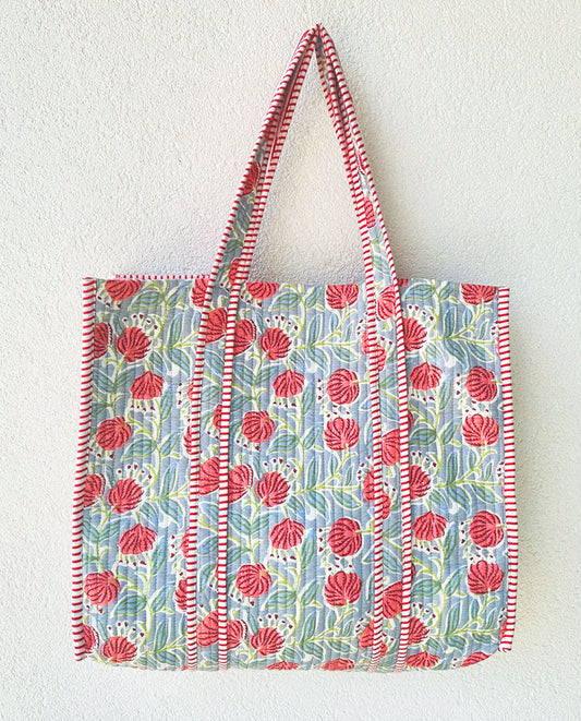 Pink Flower Shopper Beach Tote
