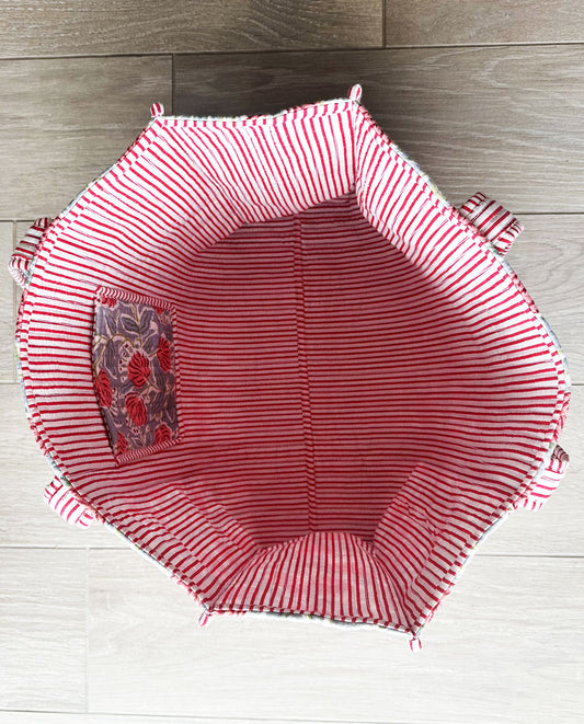 Pink Flower Shopper Beach Tote