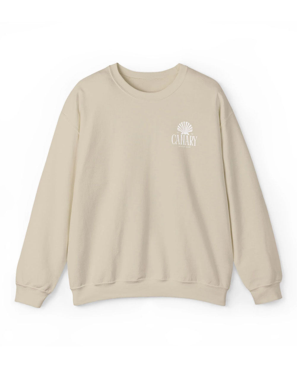Beige sweatshirt with a logo on a white background