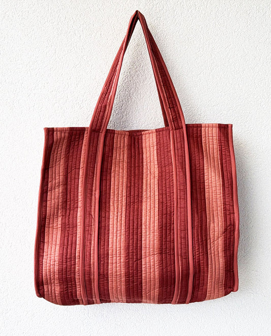 Terracotta Print Quilted Beach Tote