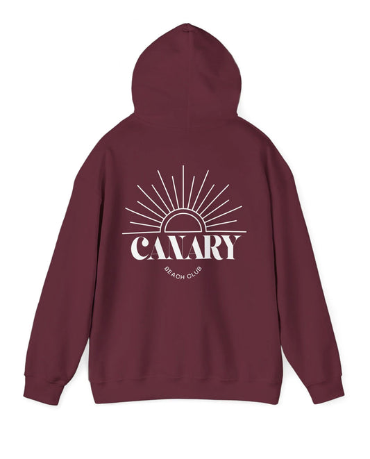 Canary Sunrise Hoodie | retro sunburst logo sweatshirt