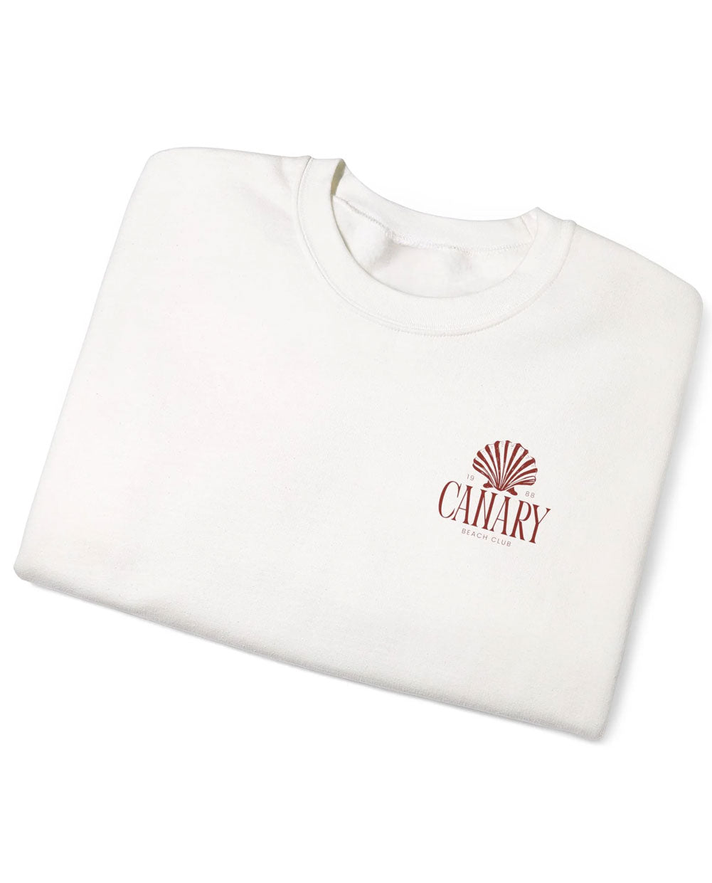 Folded white sweatshirt with 'Cahay' logo on a white background